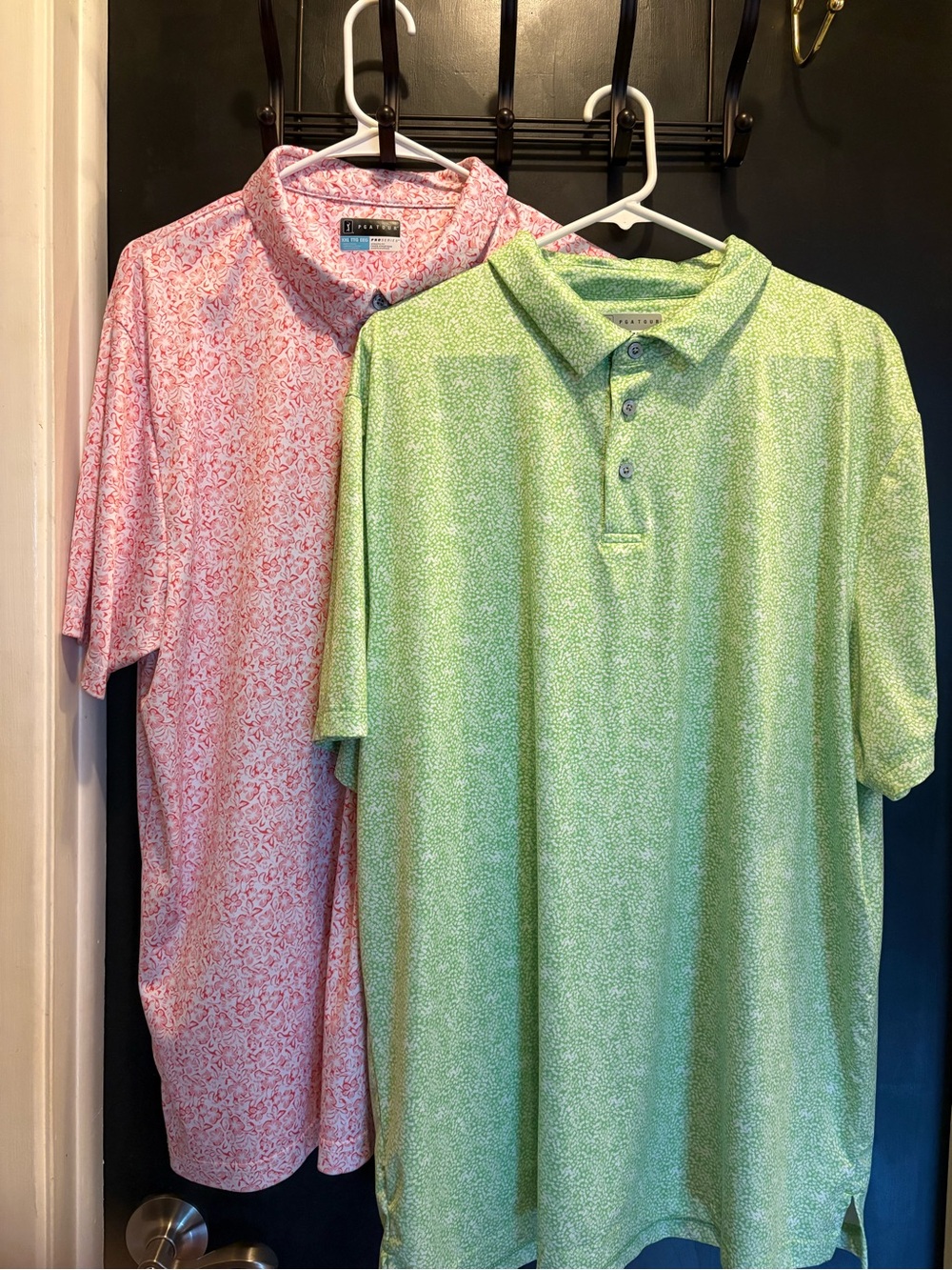 PGA Tour Men’s Golf Polo Shirts XXL Pro Series Coral Pink & Lime Green